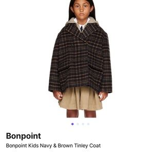 BONPOINT kids Navy & Brown Tinley Coat -BRAND NEW